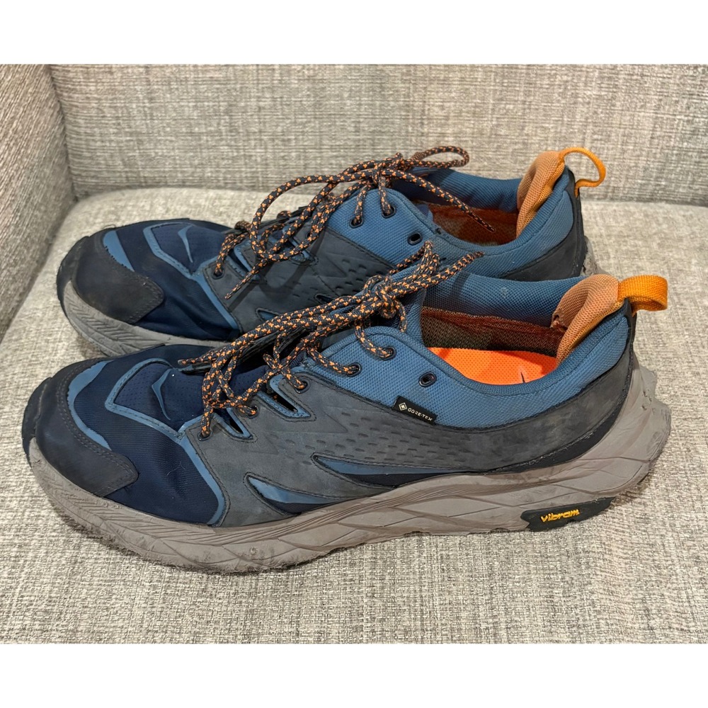 Hoka Kaha Low GTX Blue Orange Gore-Tex Vibram Hiking Shoes Mens 12D